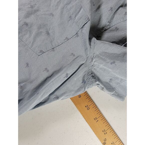 Armani Exchange Fitted Palm Trees Blue Button Shirt - Medium - Picture 4 of 7